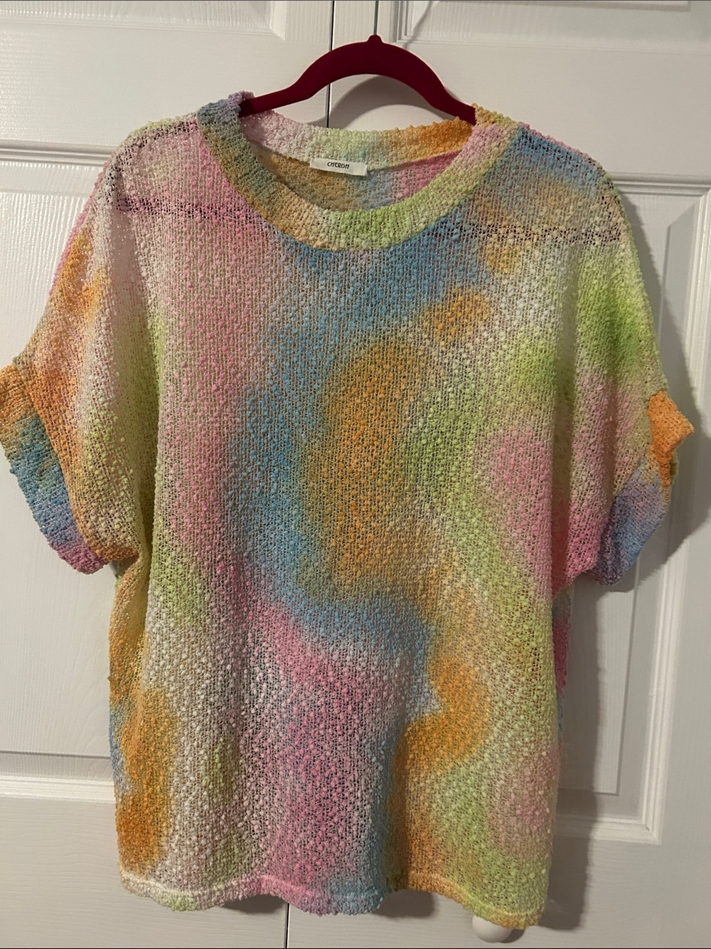 Lightweight Pastel Tie-Dye Lightweight Knit Sweater- Multicolor